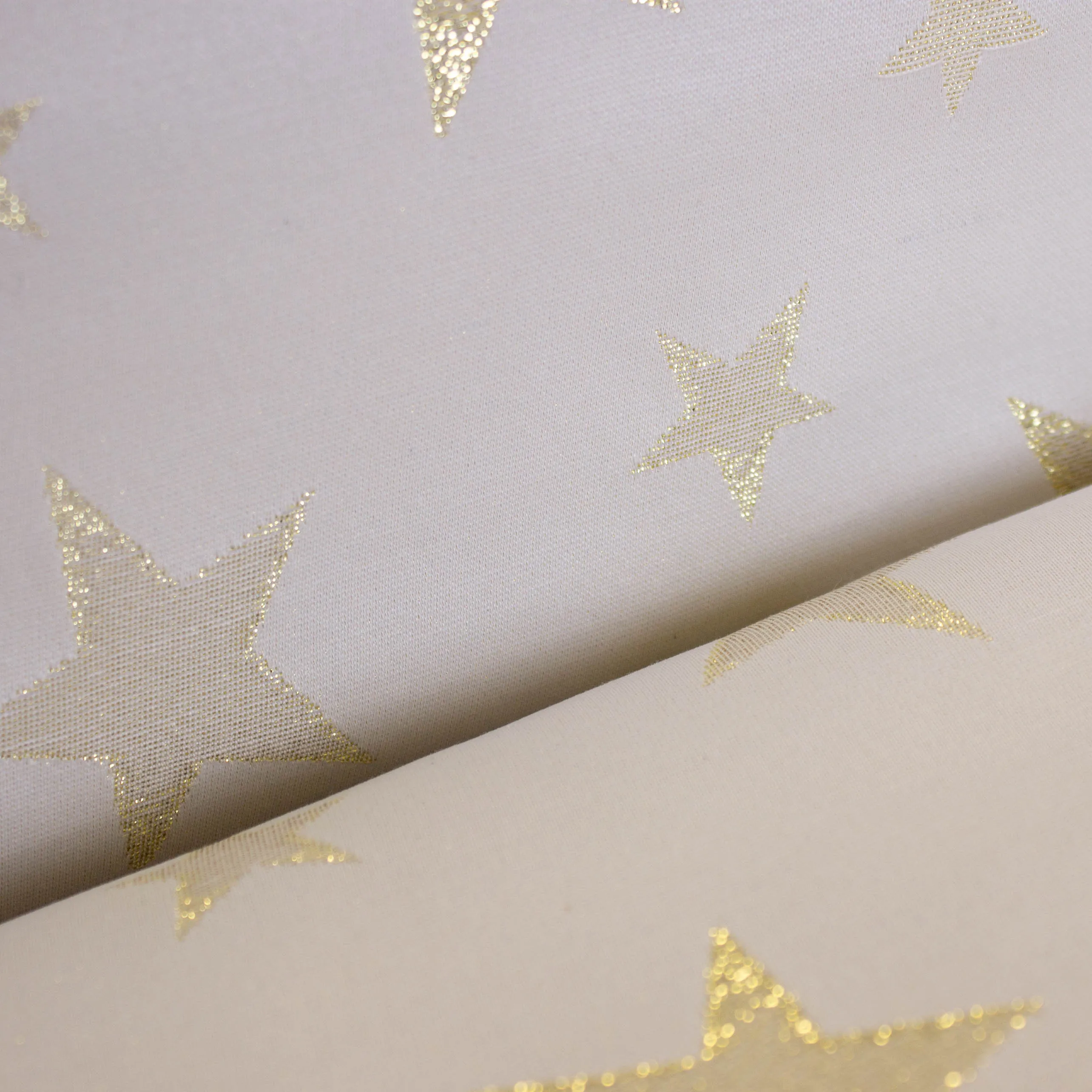 Jacquard Polyester met sterren met gouddraad